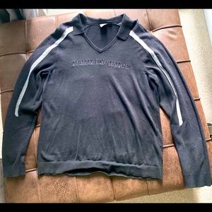 Armani Exchange V-neck Collared Knit Pullover